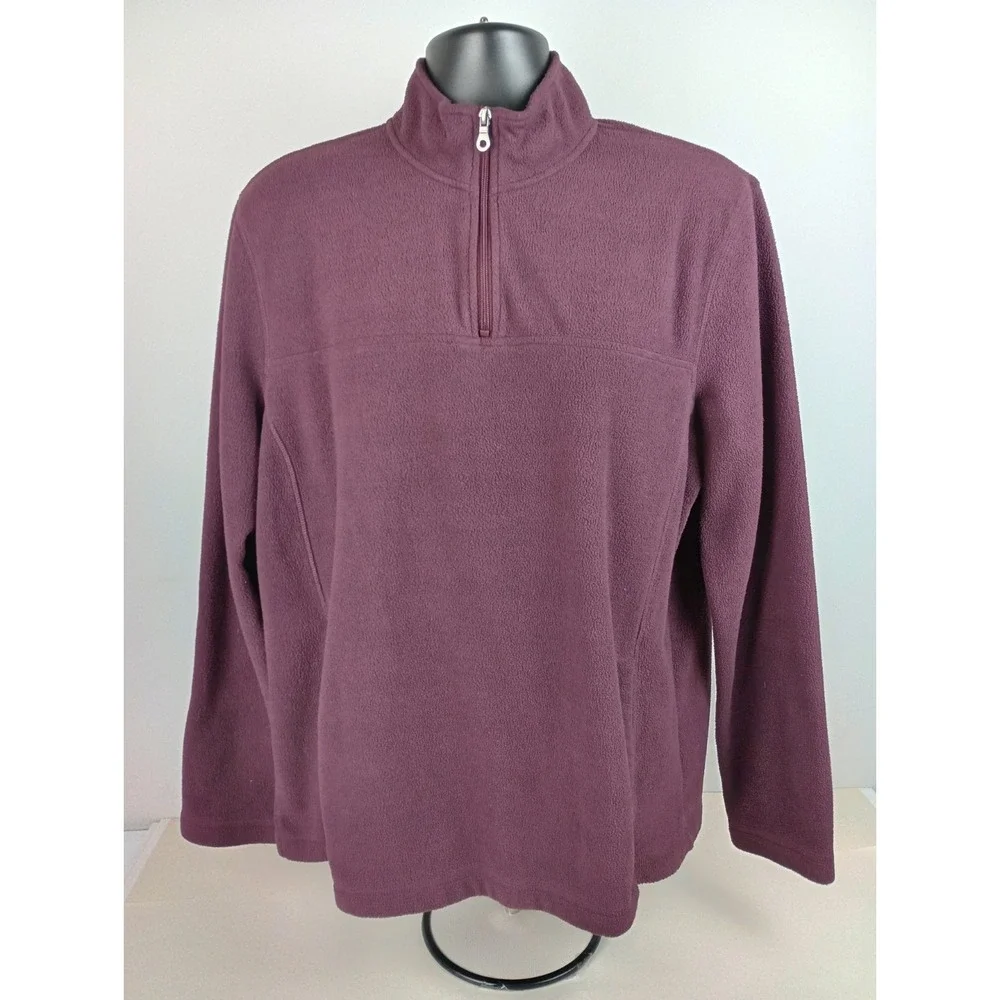 Croft & Barrow Men's L Dark Purple 1/4 Zip Mock Neck Long Sleeve Fleece Pullover
